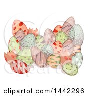 Clipart Of A Grou Of Colorful Patterned Dinosaur Eggs Royalty Free Vector Illustration