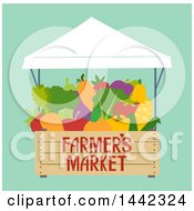 Poster, Art Print Of Farmers Market Stall With Produce On Green