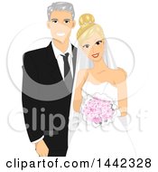 Clipart Of A Handsome Father Posing With His Daughter On Her Wedding Day Or An Older Man Marrying A Younger Woman Royalty Free Vector Illustration