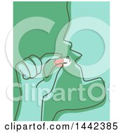 Clipart Of A Sketched Abstract Man Taking A Pill Royalty Free Vector Illustration by BNP Design Studio