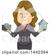 Poster, Art Print Of Cartoon Stressed Caucasian Business Woman Trying To Balance Family And Work