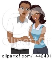 Clipart Of A Happy Black Senior Father Posing With His Daughter Royalty Free Vector Illustration