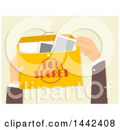 Poster, Art Print Of Mans Hands Holding And Opening A Top Secret Envelope