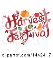 Poster, Art Print Of Harvest Festival Text Design With Produce
