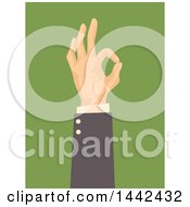 Poster, Art Print Of White Business Mans Hand Gesturing Ok On Green