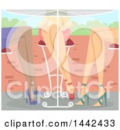 Clipart Of A Patio Table At An Outdoor Cafe With The Legs Of Three Women In Heels Royalty Free Vector Illustration by BNP Design Studio