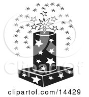 July 4th Fireworks Fountain With Stars Clipart Illustration