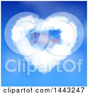 Poster, Art Print Of Heart Shaped Valentine Cloud With Love Text In A Blue Sky