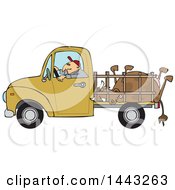 Poster, Art Print Of Cartoon White Man Driving A Pickup Truck And Hauling A Dead Cow