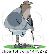 Cartoon Black Man Amputee Golfing