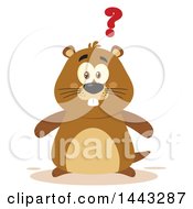 Flat Styled Groundhog Mascot With A Question Mark