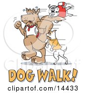 Poster, Art Print Of Dogs Walking With Dog Walk Text Clipart Illustration