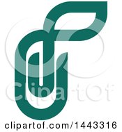 Poster, Art Print Of Green Paperclip With A Leaf
