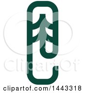 Clipart Of A Green Paperclip And Evergreen Tree Design Royalty Free Vector Illustration by elena