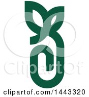 Clipart Of A Green Paperclip With Leaves Royalty Free Vector Illustration by elena