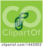 Poster, Art Print Of Green Paperclip With A Leaf On Green
