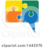 Poster, Art Print Of Speech Balloon Made Of Colorful Jigsaw Puzzle Pieces