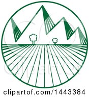 Poster, Art Print Of Green Crops And Mountains Logo Design