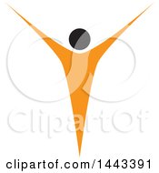 Clipart Of A Black And Orange Person Cheering Or Dancing Royalty Free Vector Illustration