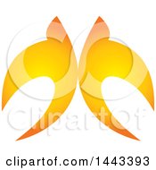 Clipart Of A Pair Of Golden Swallows Flying Upwards Royalty Free Vector Illustration