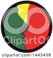 Clipart Of A Green And Red Couple Kissing In A Circle Royalty Free Vector Illustration