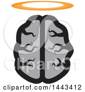Clipart Of A Gray Human Brain With A Halo Royalty Free Vector Illustration