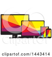 Poster, Art Print Of Colorful Television Laptop Tablet And Cell Phone Screens