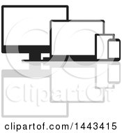 Poster, Art Print Of Black And White Television Laptop Tablet And Cell Phone Screens And A Reflection