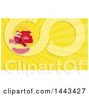 Clipart Of A Shaolin Kung Fu Martial Artist In A Fighting Stance Near A Pagoda And Yellow Rays Background Or Business Card Design Royalty Free Illustration by patrimonio