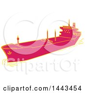 Poster, Art Print Of Mono Line Styled Cargo Container Ship