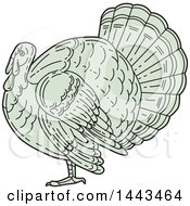 Poster, Art Print Of Mono Line Styled Turkey Bird In Profile