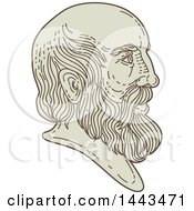 Mono Line Styled Bust Of Plato In Profile