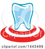 Clipart Of A Red White And Blue Dental Tooth Logo Design Royalty Free Vector Illustration