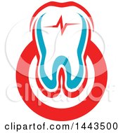 Poster, Art Print Of Red White And Blue Dental Tooth Logo Design
