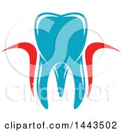 Clipart Of A Red White And Blue Dental Tooth Logo Design Royalty Free Vector Illustration