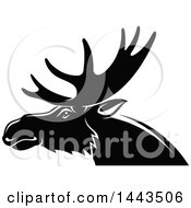 Poster, Art Print Of Black And White Profiled Elk Mascot Head Logo