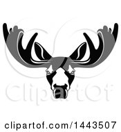 Poster, Art Print Of Black And White Profiled Elk Caribou Or Moose Mascot Head Logo