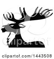 Poster, Art Print Of Black And White Profiled Elk Mascot Head Logo