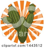 Poster, Art Print Of Mexican Cactus And Sun Rays Design
