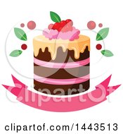 Poster, Art Print Of Layer Cake With Berries Over A Banner