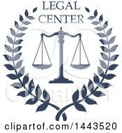 Clipart Of A Blue Laurel Wreath With Scales Of Justice And Legal Center Text Royalty Free Vector Illustration