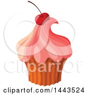 Poster, Art Print Of Cupcake With Pink Frosting And A Cherry