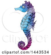 Clipart Of A Gradient Blue Pink And Purple Sea Horse Royalty Free Vector Illustration
