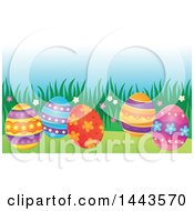 Clipart Of Decorated Easter Eggs In Grass Royalty Free Vector Illustration