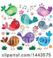 Clipart Of Colorful Birds Royalty Free Vector Illustration