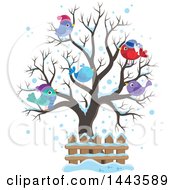 Poster, Art Print Of Bare Winter Tree With Busy Birds