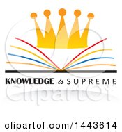 Poster, Art Print Of Crown Open Book And Knowledge Is Surpreme Design