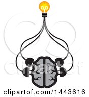 Clipart Of A Gray Human Brain Connected To A Lightbulb Royalty Free Vector Illustration