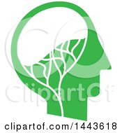 Poster, Art Print Of Profiled Green Mans Head With A Visible Brain