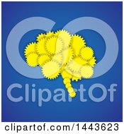 Clipart Of A Brain Made Of Yellow Gears On Blue Royalty Free Vector Illustration
